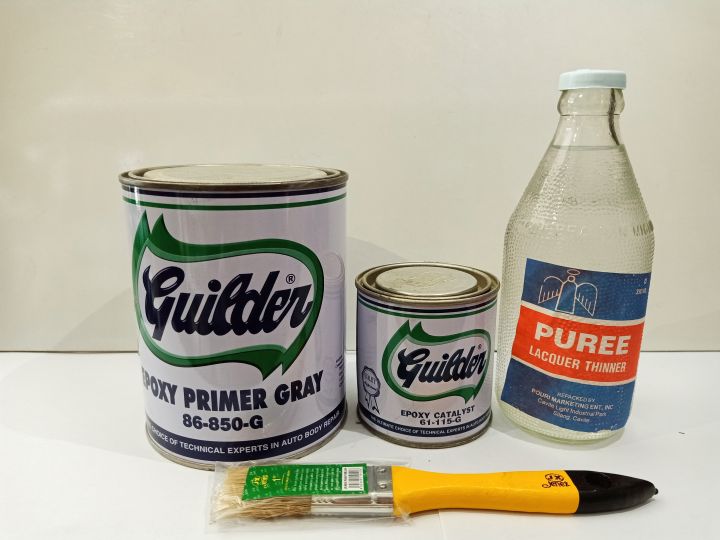 Guilder Epoxy Primer Gray 1L Lacquer Thinner and Paint Brush | Lazada PH