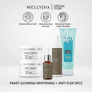 Paket Pemutih Skincare Pencerah Memudarkan Flek Hitam di Wajah I MELLYDIA Cantik B 5Pcs BPOM