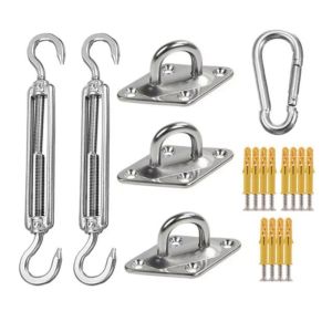 FZIPUA Stainless Steel Sun Shade Sail Install Attachment Set Heavy Duty Turnbuckle Camping Tent Hardware Kit Home Garden Shade Canopy Fixing Hardware Hook for Home Garden