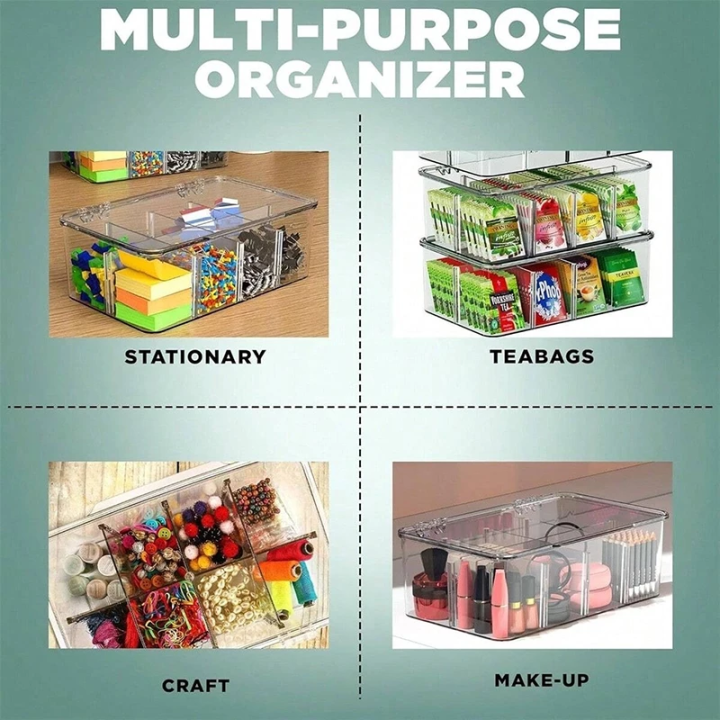 Storage Comparent Box Transparent Compartment Storage Box Tea Bag Container Coffee Organizer ...