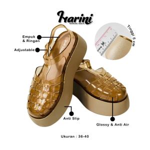 Sandal Wedges Tali Wanita Karet Jelly Sendal Sip on Import Murah Balance 23-2-B 23-2-Y2
