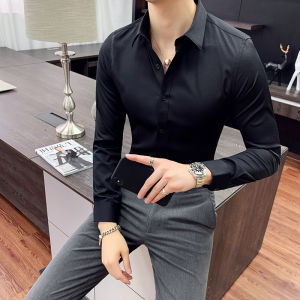 Cropped Short Sleeves Shirt Mens Korean-Style Trendy Slim Fit Handsome Summer Casual Long Sleeve Shirt 7 Divided into Half Sleeve Shirt CNN