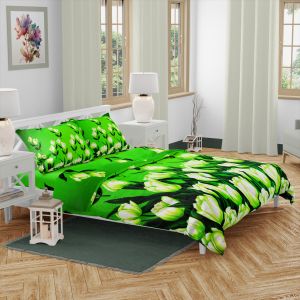 Sprei katun motif green tulips. aesthetic anti geser king size LP