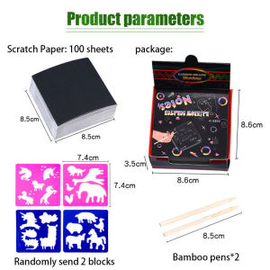 100PCS Scratch note /Buku Magic Warna Colourful Scratch note kecil /mainan Black Cardboard edukasi