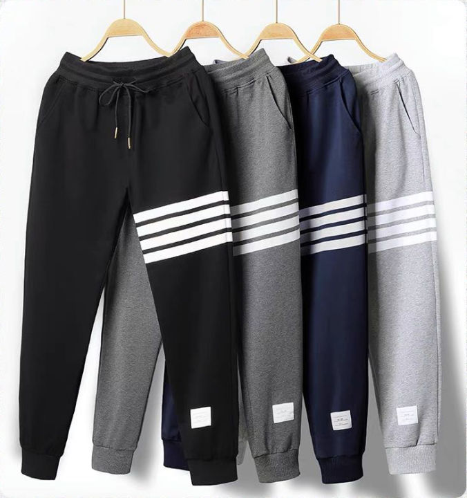 Quần Dài Nam Nữ Unisex 4 Kẻ Ngang Bo Gấu Cạp Chun Phối Dây Rút Thời ...