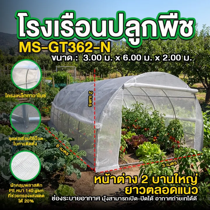 โรงเรือนปลูกพืช More Space ขนาด 3x6x2 ม. สำหรับแคคตัส