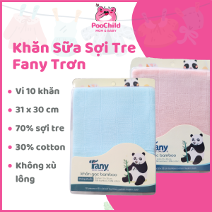 Vỉ 10 khăn sữa sợi tre Fany 31x30cm loại xịn mềm mượt không xù lông cho bé an toàn với mọi làn da nhạy cảm