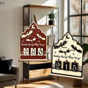 GY🌠🌠🌠 Wooden Book Read This Year Counter Reading Challenge Tracker Bookshelf Club Classroom Decor New Years Gifts For Bookworm Family