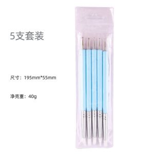 5 Pcs Double-ended Dotting Brush Tools Set Silicone Clay Shaper Nail Art Embossing Art Brushes