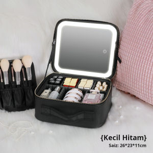 Makeup Box With Lights Led Mirror Makeup Bag Portable Large Capacity Box Cosmetics Storage Box