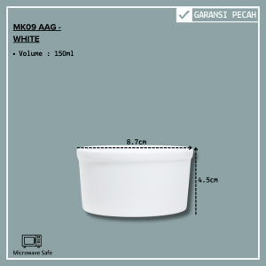 Mangkok Kuah Keramik 8.7CM / Mangkok Soup / Dessert Bowl Putih Polos By Indo Keramik / MK09AAG - 1PCS