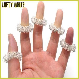 Lofty White 10pcs Stainless Steel Finger Massage Ring Acupuncture Ring Therapy Relax Blood