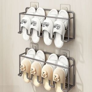 XAVINU Double Layers Shoe Rack Rust-proof Waterproof Wall Mounted Shoe Holder Multifunctional Quickly Dry Shoes Storage Hooks Socks