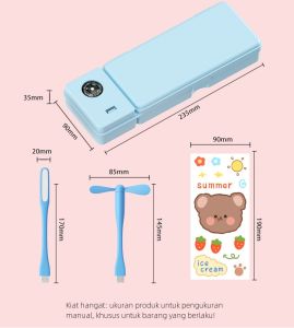 Kotak alat tulis multifungsistationery case kotak pensil kipas angin lampu meja kecil kotak penyimpanan perlengkapan belajar siswa sekolah dasar dan menengah