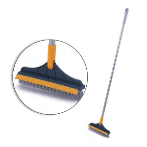 Magic Broom Penyapu Lantai Floor Cleaning Brush Gap Scrub Brush Tile Kitchen Bathroom Glass Toilet  can Adjustable Stainless Metal Long Handle Scrubber Detachable Stiff Bristles Tile Cleaning Berus Tandas 刮刷两用多功能清洁地刷