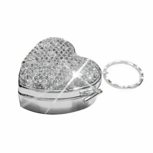 DE626 Blingbling Mini Metal Pill Box Shiny Rhinestone Portable Medicine Storage Box Luxury Moisture-proof Pill Case Container Travel Essential