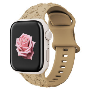 Floral Strap for Apple Watch Ultra 1/2 49mm 46mm 42mm 38mm 44mm 40mm iWatch Soft Silicone Band 45mm 41mm Women Rose Engraved Watchwrist for iWatch Series 10 9 8 7 6 5 4 3 2 1 SE2 SE