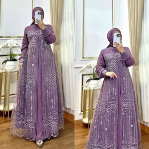 Amelda Dress Bahan Ceruty Mix Brukat Dress dewasa terbaru 2025 Dress brukat Dress wanita terbaru