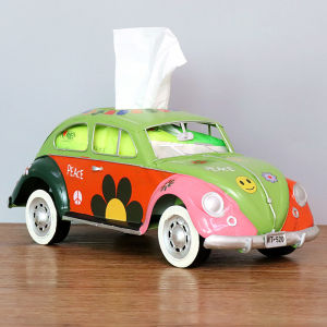 Tissue Box Holders Retro Car shape Creative Car Cute Drawer Box Wrought Iron Crafts Model Ornaments Suitable for Home Living room bedroom bathroom and Car Tissue Storage Tissue Holders