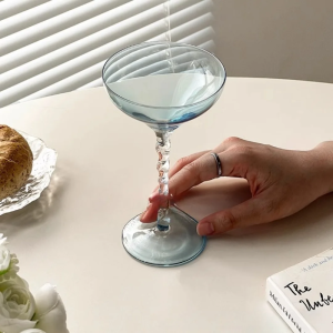 Creative Blue Glass Spiral Dish Glass Home High Appearance Level Niche  Glass