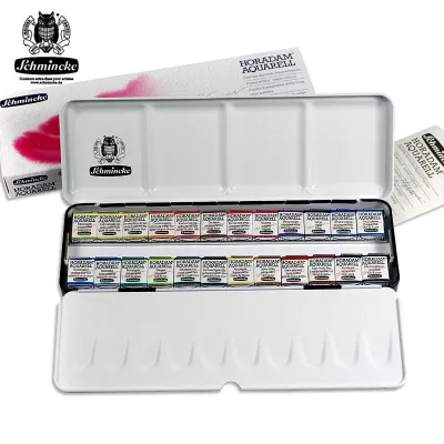 Schmincke Horadam Aquarell Half-Pan Paint Metal Set with 24 Open Spaces Set of 24 Colors