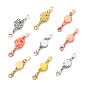 2 Sets Flat Round Heart Magnetic Clasps Bracelet Lock Connector Rose Magnet Buckle Lobster Clasp Jump Ring Set for DIY Jewelry Making Findings