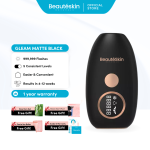 Beauteskin Gleam ICE IPL Laser Hair With Cooling Effect For Face Bikini Underarm Legs Private part and Brazillian IPL Laser Hair Removal Device Substitute to Wax Epilator and Plucking Permanent Pair Removal for Men and Women (1 year warranty)