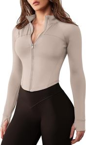 GYM RAINBOW  Women Zip Up Sports tops Lightweight Slim Fit Athletic tops Short Running Workout Tops with Thumb Holes