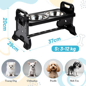【Local Delivery】Adjustable Pet Dog Bowl With Stand Stainless Food Water Bowl for Cat Dog Pet