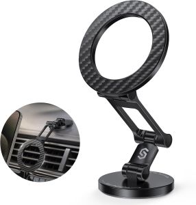 SYNCWIRE Fits MagSafe Car Mount Magnetic Phone Holder for Dash and Tesla Strong Magnets All Metal Flexible 3 Axis 360 ° Rotation Dashboard and Screen Support For iPhone 17 16 15 14 Pro Max