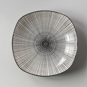 Japanese 8" Square Colorful Ceramic Plate Zen Style Pinggan Segi Empat