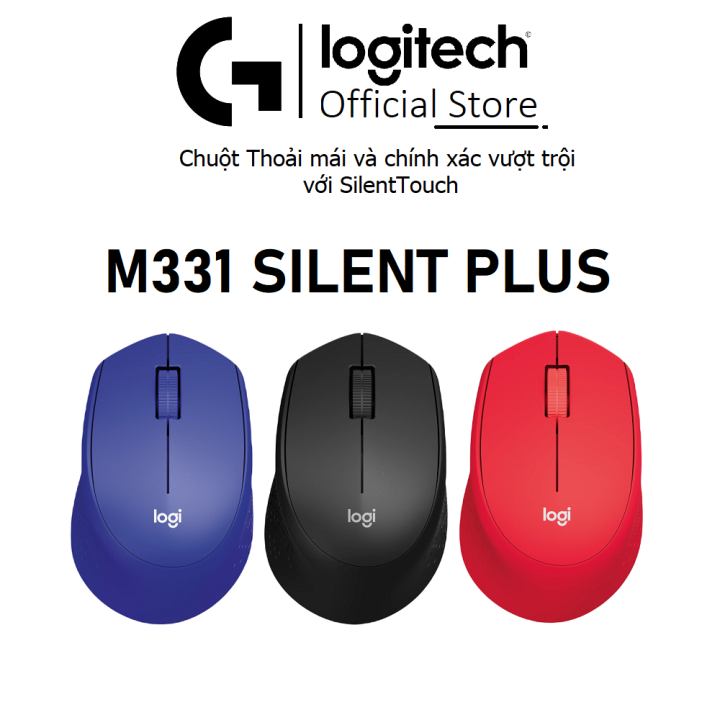 Chuột không dây Yên lặng Logitech M331 Silent Plus - Kết nối cổng USB - Bảo hành 12 tháng