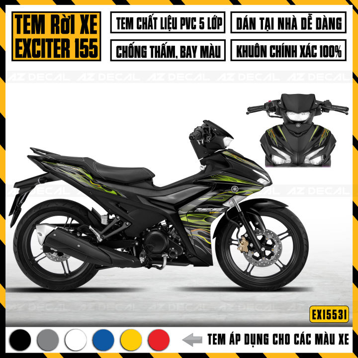 Tem Chế Xe Dán Exciter 155 Mẫu Vân Lửa | EX15531 | Decal Rời Dán Ex155 ...