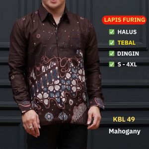 Batik Pria Lengan Panjang Lapis Furing Premium Standar Jumbo Katun Warna Rose Gold Batik Ambari KBL 56