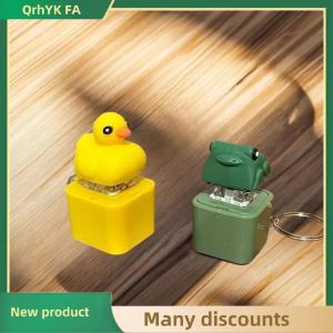 🔔🔔🔔QA Funny Croaking Frog Duck Keychain Rechargeable Keyboard Fidget Clicker Sound Keyring With LED Light For Stress