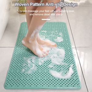 Bathroom Non-Slip Shower Mat PVC Waterproof Safety Rubber Mat with Suction Cups and Drain Holes Floor Matting