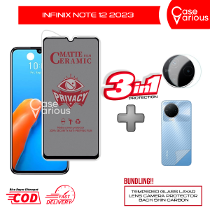 Tempered Glass Infinix Note 12 2023 Anti Gores Spy Matte Privacy Free Camera Lesn dan Skin Carbon