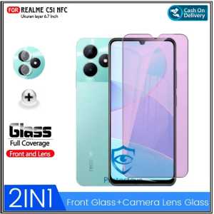 Paket 2in1 Tempered Glass Blue Light REALME C51 NFC C30s Anti Radiasi UV Blue Ray Free Camera