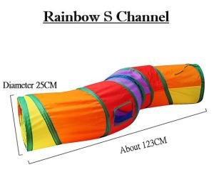 S Shape Collapsible Cat Tunnel Cat Toys Play Tunnel Rainbow Funny Kitten Channel Educational Interactive Tubes Toy Cat Product