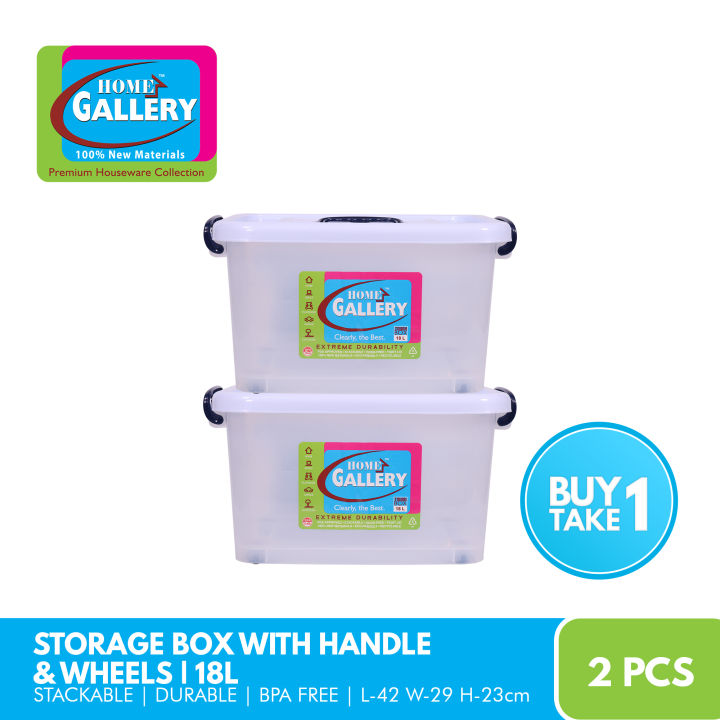 Home Gallery Storage Box with Handle & Wheels Capacity 18L Durable