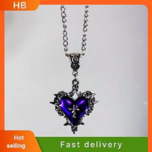 HB Gothic Death Cross Necklace For Women Man Fashion Witch Jewelry Accessories Gift Thorn Rose Red Heart Pendant Choker New