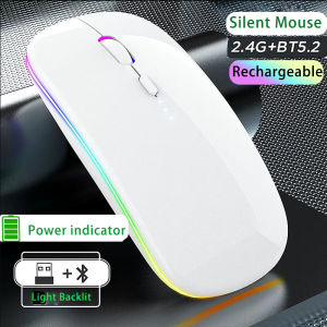 Wireless Bluetooth Mouse For iPad/macbook laptop Silent LED light Backlit Power indicator Mouse 2.4GHz Rechargeable Mouse for PC/Phone/Tablet
