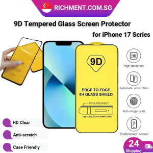 【✅SG Brand】RICHMENT 9D Tempered Glass Screen Protector for iPhone 17 Series with Aviation Grade Glass HD Clear Display 9H Hardness Full Screen Coverage Precise Cutout Anti Fingerprint Shatter Resistant Bubble Free & Case Friendly Design