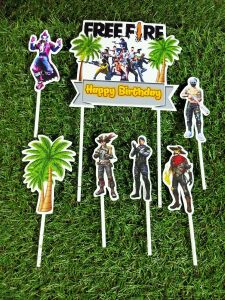 Topper cake free fire Happy birthday Hiasan kue ulang tahun