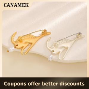 【 CANAMEK 】 Creative Kangaroo Pearl Brooches Light Luxury Pin Badge Buttons Brooch Vintage Versatile Clothing Jewelry Accessories Gifts