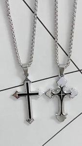 SK Black/Gold Jesus Cross Pendant Necklace Gift Men Women Jewelry Accessories