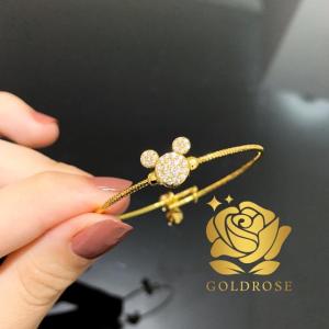 Gelang Anak Mickey Titanium Lapis Emas 18k ANTI KARAT mata swarovski perhiasan anak kado hadiah