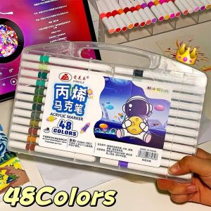 48Colors Acrylic Marker Coloring Paint Marker Pen Set Waterproof DIY Graffiti Drawing for Kids Art Supplies