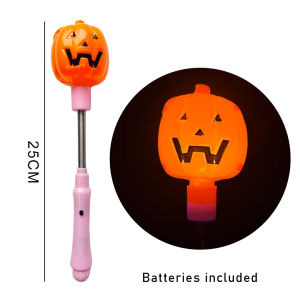 Halloween Pumpkin Sticks Halloween Hand Cranked Toys Pumpkin Handheld Glitter Stick with Battery