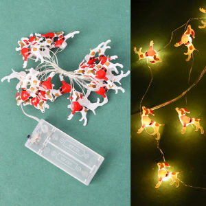 สายต้นคริสต์มาสรูปกวางซานตาคลอสสายไฟคริสต์มาสกวางเอลก์ของตกแต่งบ้านวันคริสต์มาสตกแต่งงานเลี้ยงปีใหม่2ม. 20LED